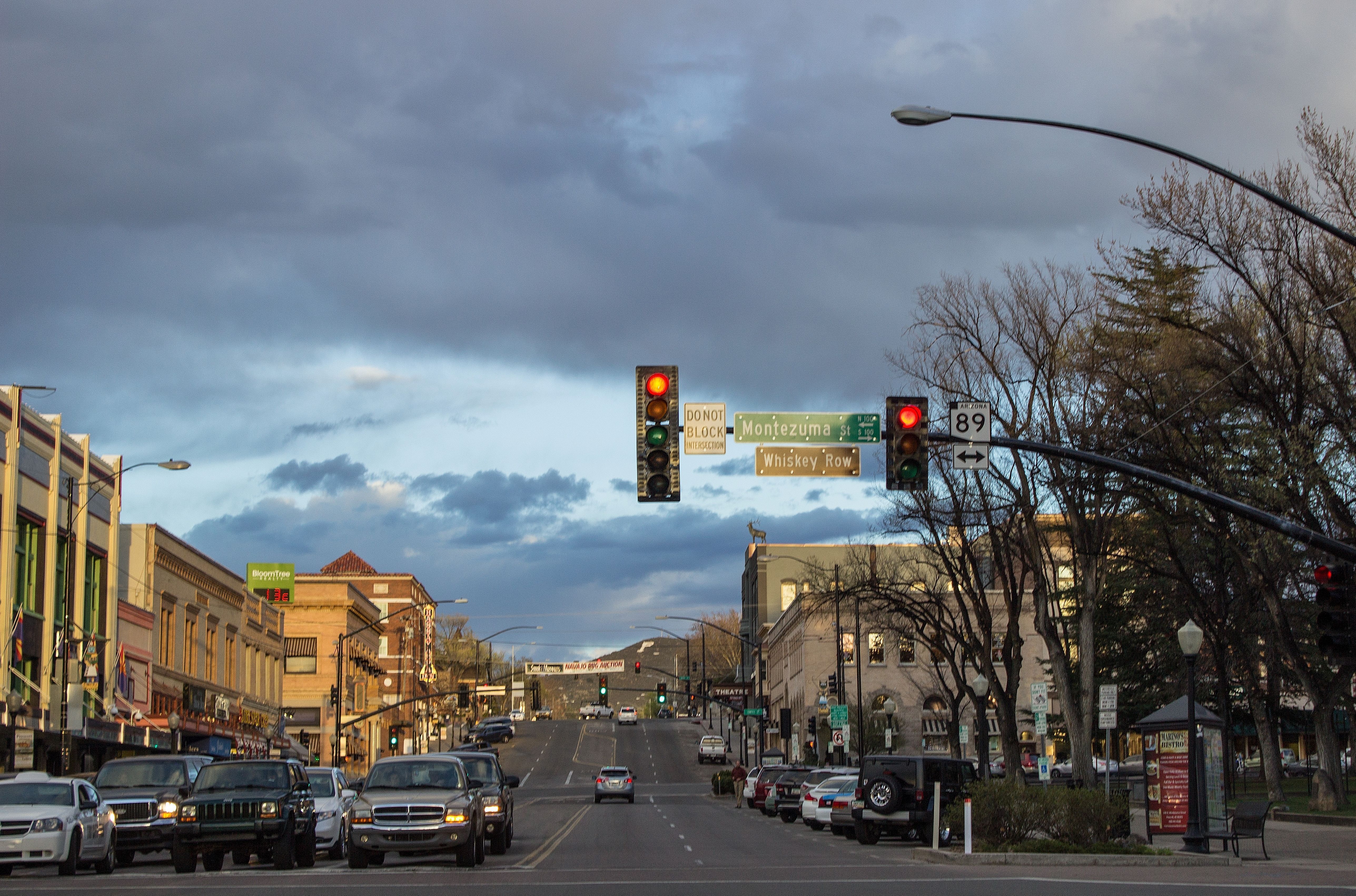 Date night, Whiskey Row historic storefronts in downtown Prescott, Arizona