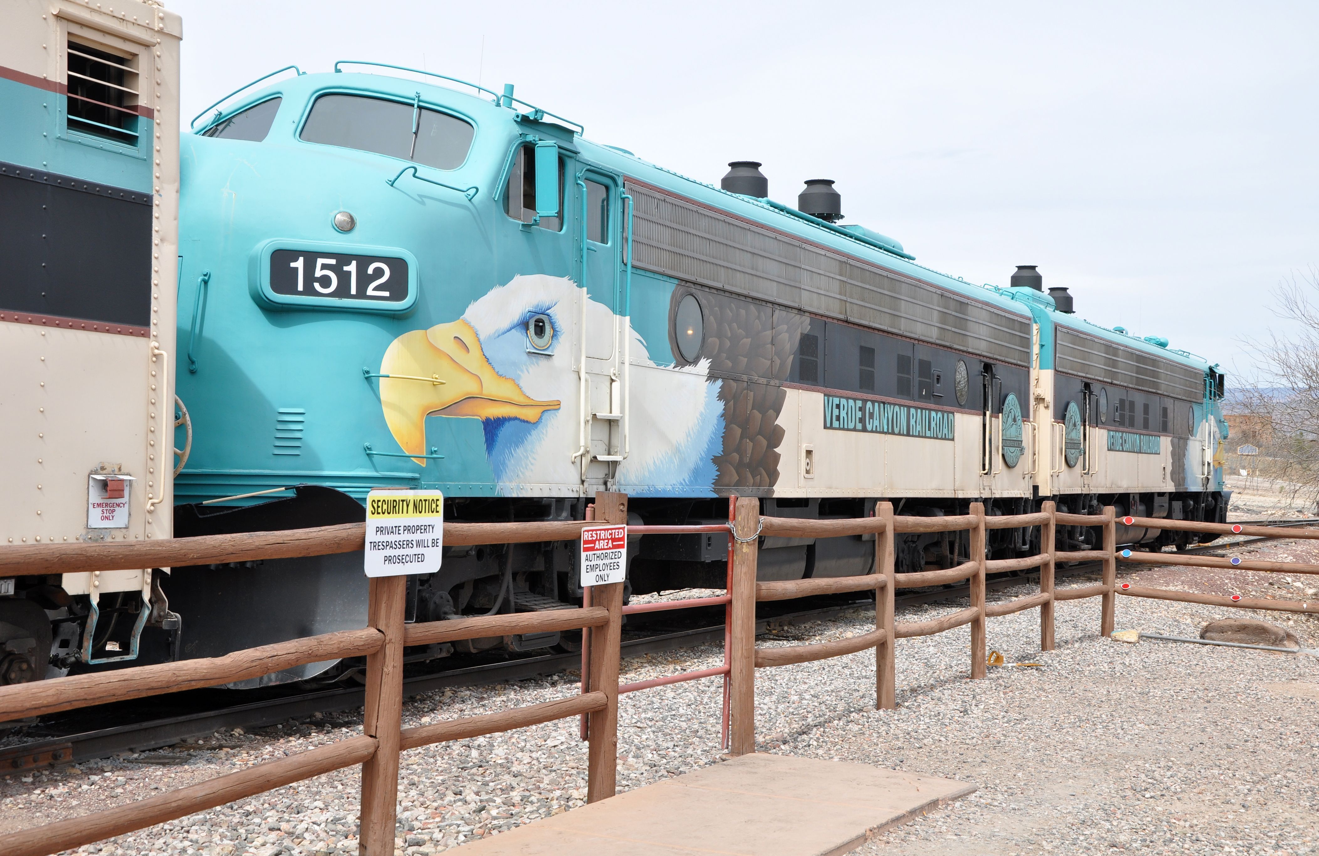 Verde Canyon Railroad Adventure, Verde Canyon Railroad engines at the Clarkdale depot in Clarkdale, Arizona