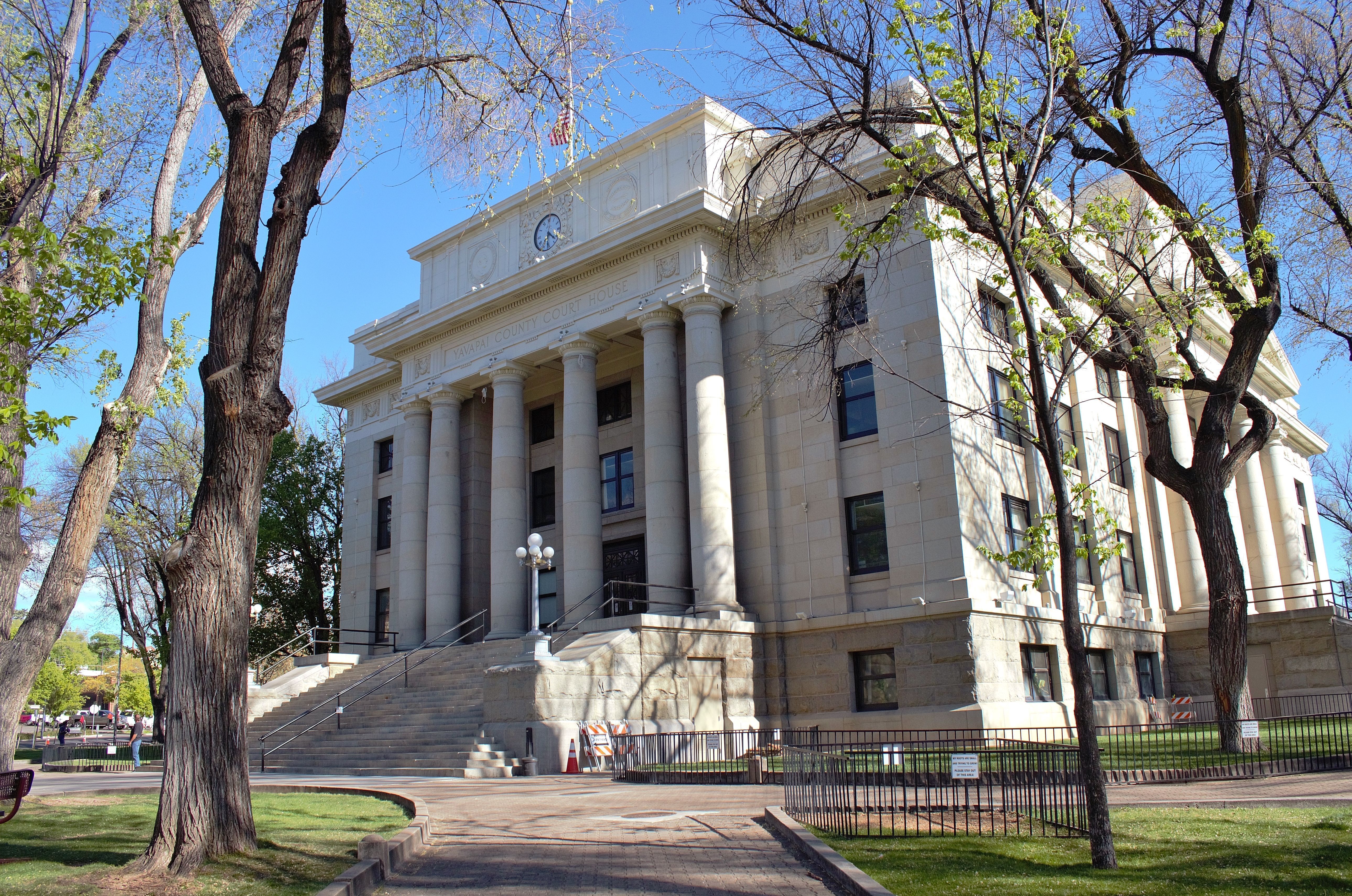 Yavapai County Courthouse on a clear spring day in downtown Prescott, Arizona
